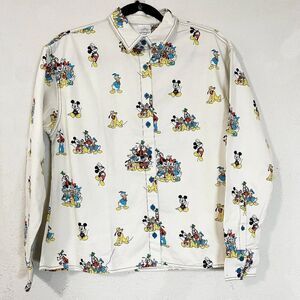 Disney Parks Mickey and Friends All Over Print Collared Button Up Shirt NWT‎ XS